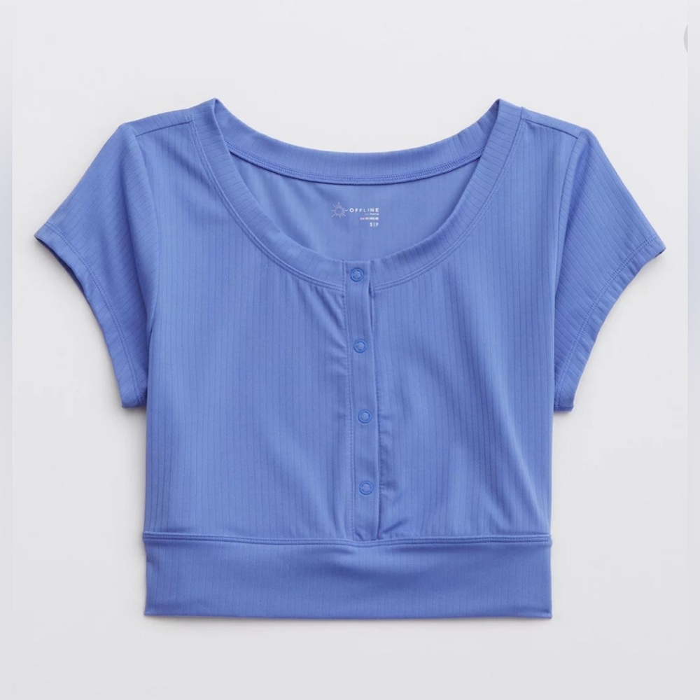 OFFLINE By Aerie Real Me Henley Crop Tee